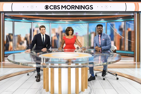 CBS Mornings: (L-R) Tony Dokoupil, Gayle King and Nate Burleson