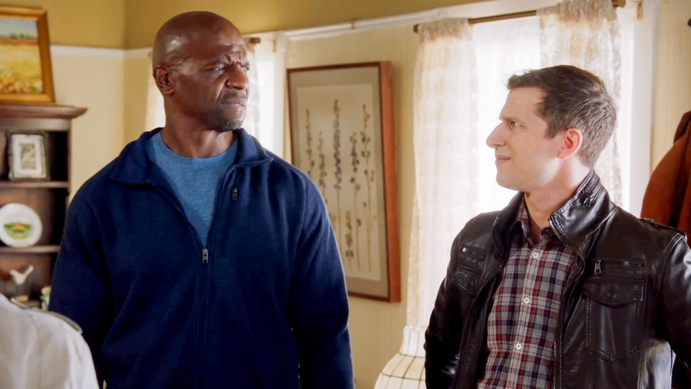 Brooklyn Nine-Nine (l-r) Terry Crews as Terry Jeffords, Andy Samberg as Jake Peralta -- (Photo by: NBC)