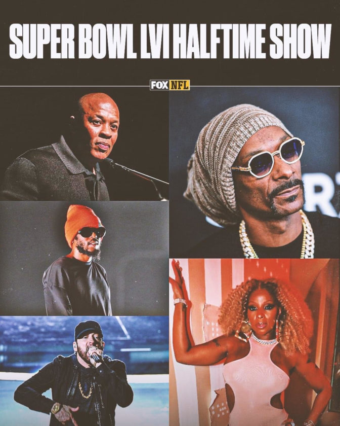Dr. Dre, Kendrick Lamar, Eminem, Snoop Dogg, and Mary J. Blige